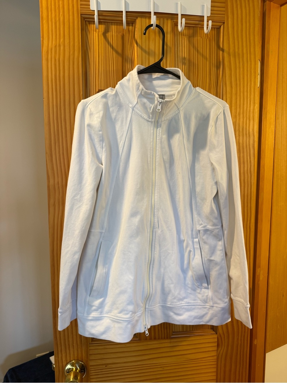 Talbots White Full-Zip Casual Bomber Jacket